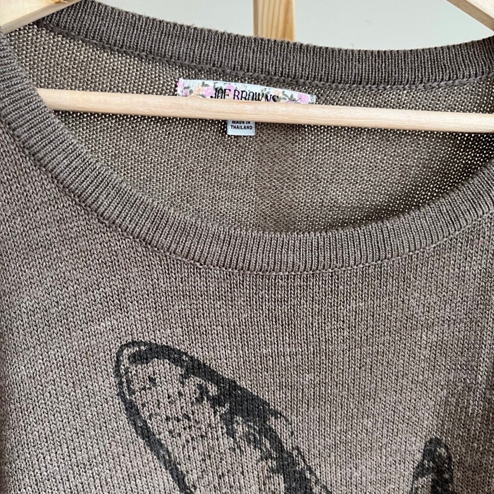 Joe Browns Taupe Knit Sweater Dress Long Sleeve Bunny Print Rabbit Tail Women - Picture 4 of 8